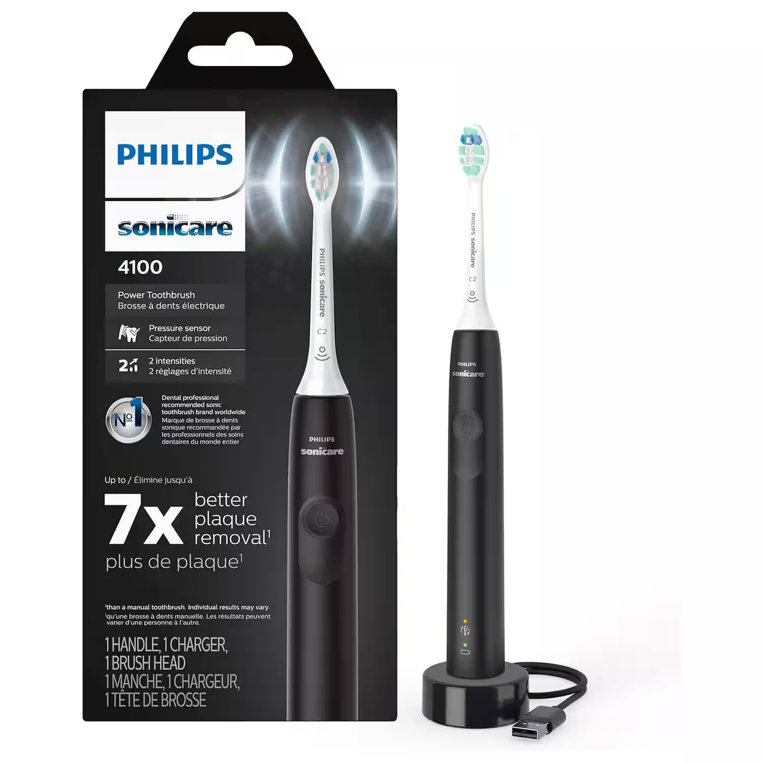 Philips Sonicare - 4100 Rechargeable Electric Toothbrush HX3681/24 - Black | Best Buy U.S.