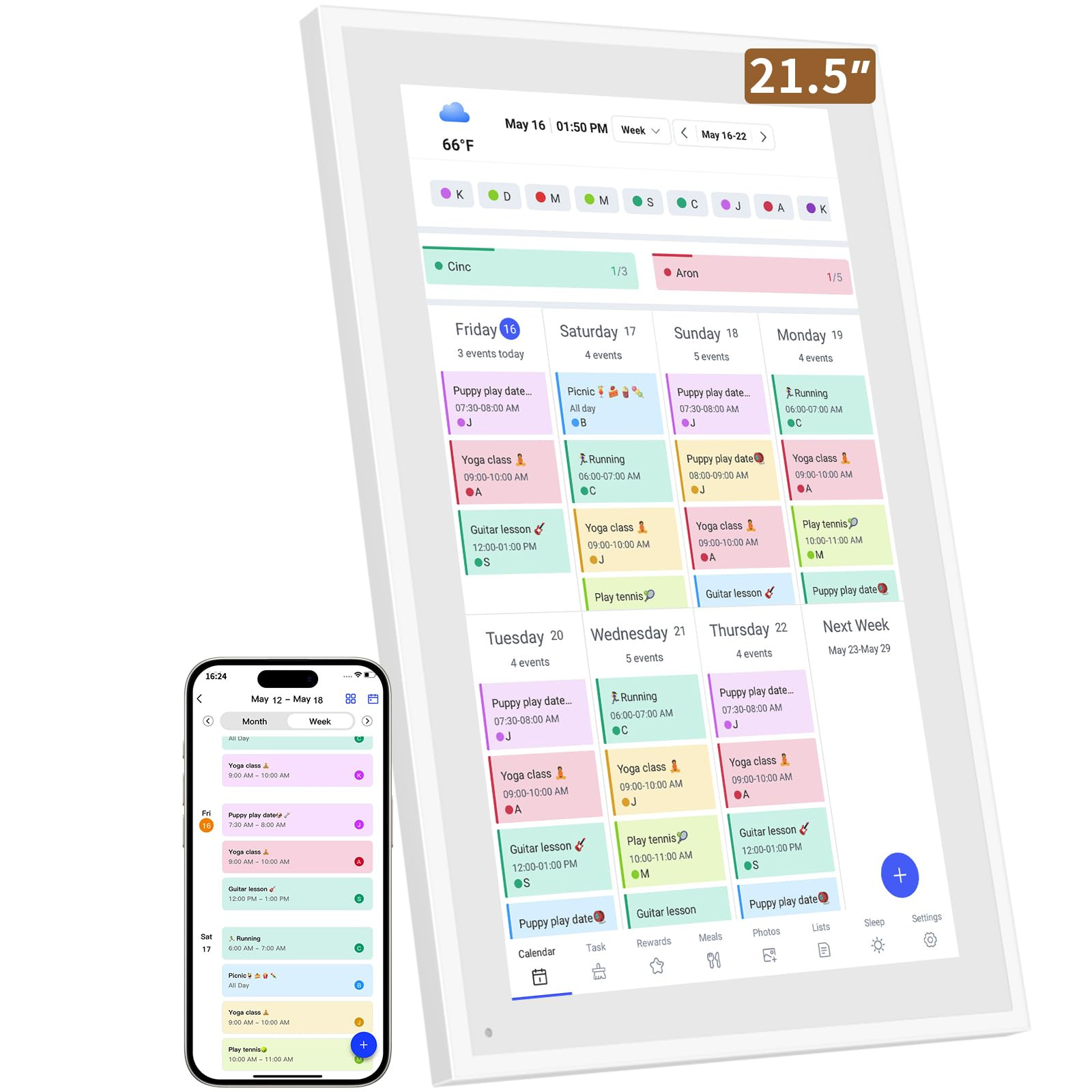 Smart Digital Calendar: 21.5-Inch Electronic Wall Calendars & Chore Chart, Full HD Interactive To... | Amazon (US)