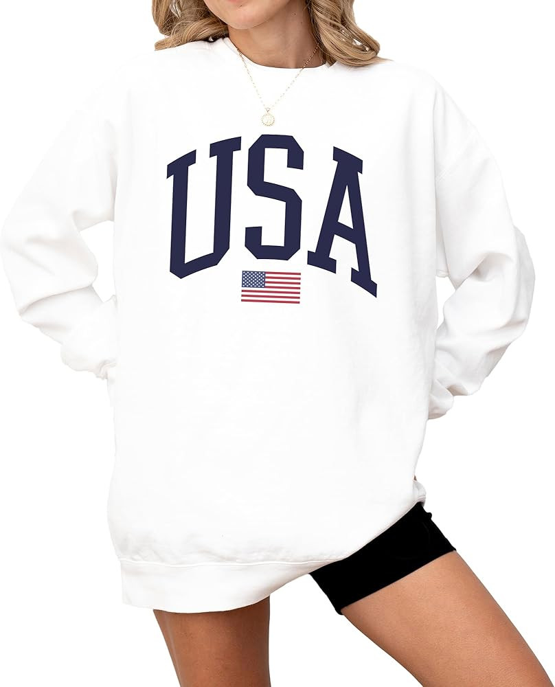 USA Flag Sweatshirt for 4th of July, Independence Day – Graphic Pullover for Women, Men, Unisex... | Amazon (US)