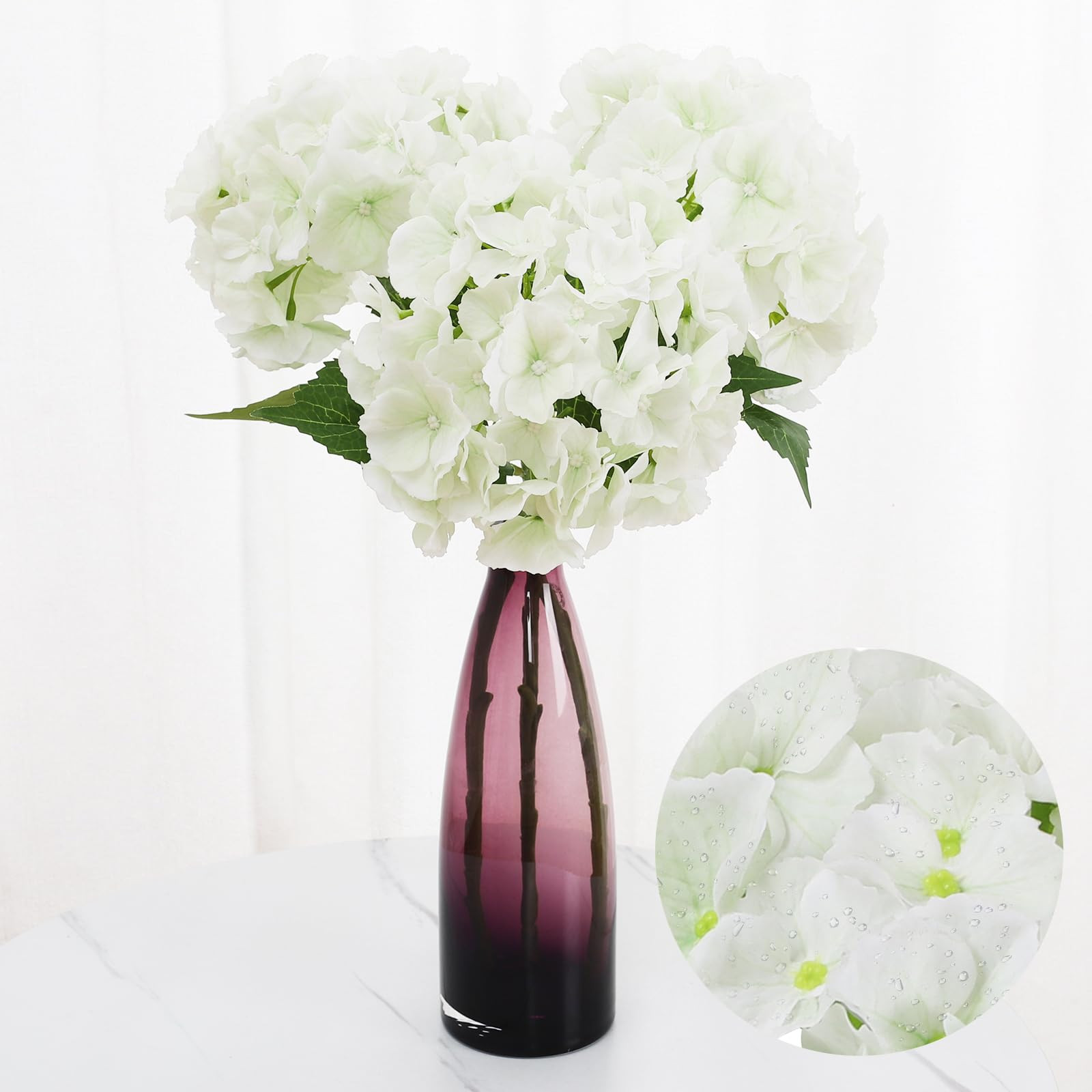 3Pcs 21” Hydrangea Artificial Flowers, Large Real Touch Hydrangea, Lifelike Faux White hydrange... | Amazon (US)