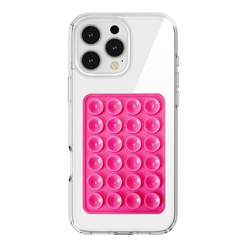 PKYAA Silicone Suction Phone Case Mount, Silicon Adhesive Phone Accessory for Smartphones, Hands-Free Mirror Shower Phone Holder for Selfies, Tiktok Videos (Rose) | Amazon (US)