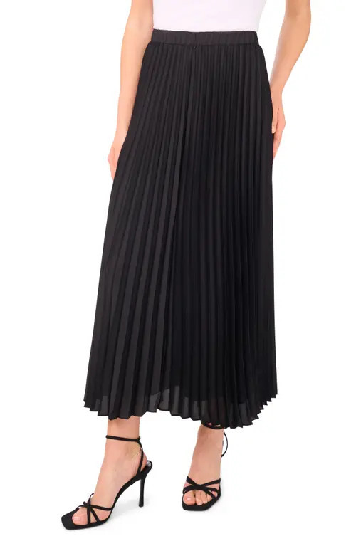 halogen(r) Pleated Midi Skirt in Rich Black at Nordstrom, Size Xx-Small | Nordstrom