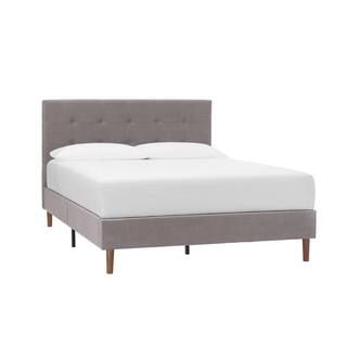 StyleWell Leblanc Charcoal Gray Upholstered Queen Bed with Straight Back and Tufting (61.2 in W. ... | The Home Depot