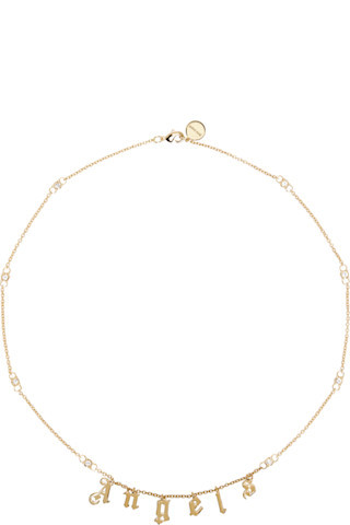 Gold Rhinestone 'Angels' Necklace | SSENSE