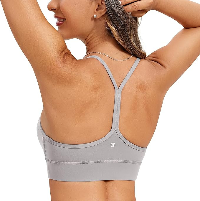 CRZ YOGA Butterluxe Womens Y-Back Racerback Sports Bra - Spaghetti Straps Wireless Scoop Neck Ath... | Amazon (US)