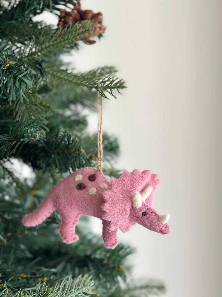 Felt Triceratops Ornament, Pink Triceratops Christmas Ornament, Dinosaur Ornament, Pink Tricerato... | Amazon (US)