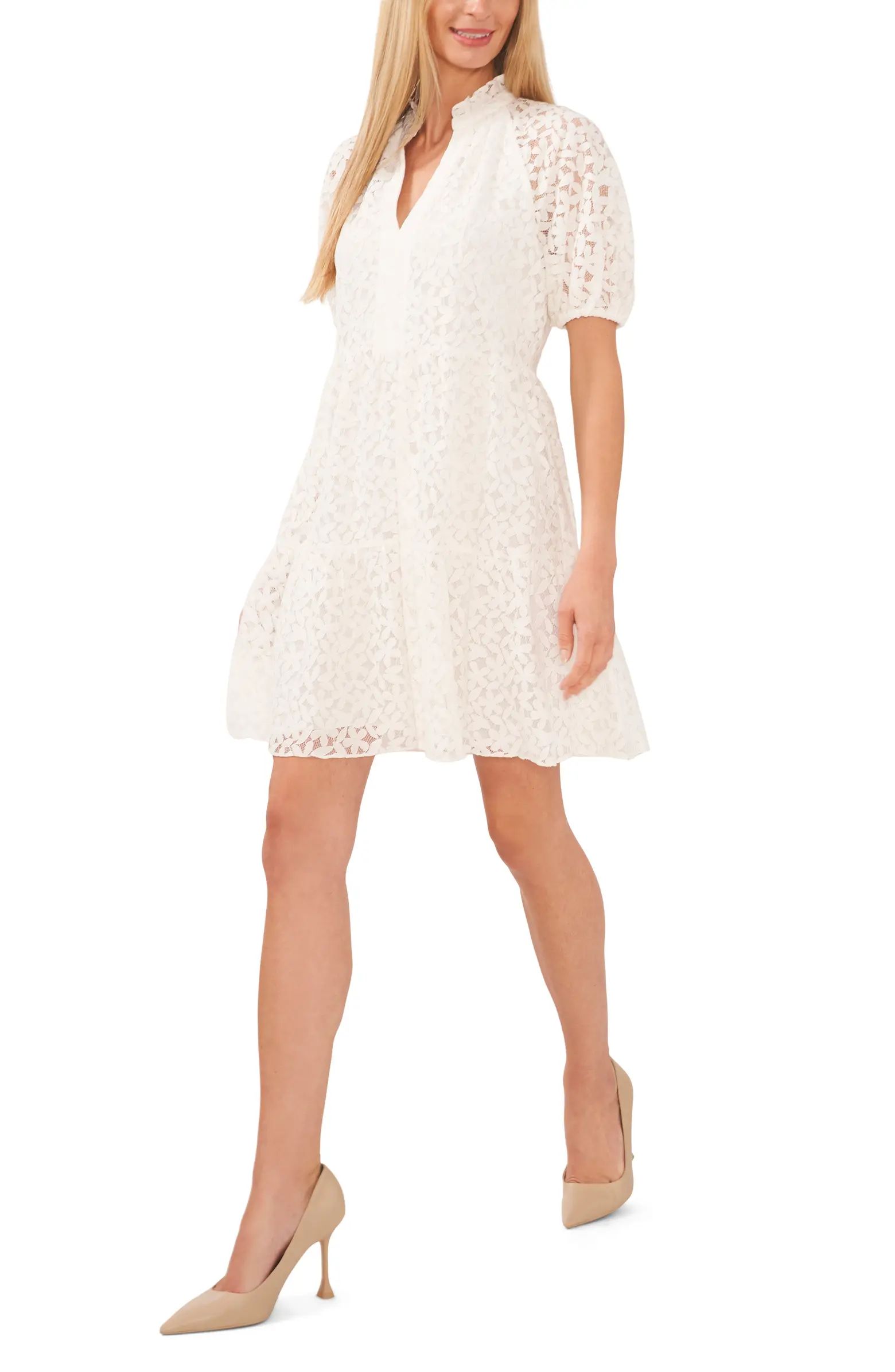 Puff Sleeve Babydoll Lace Minidress | Nordstrom