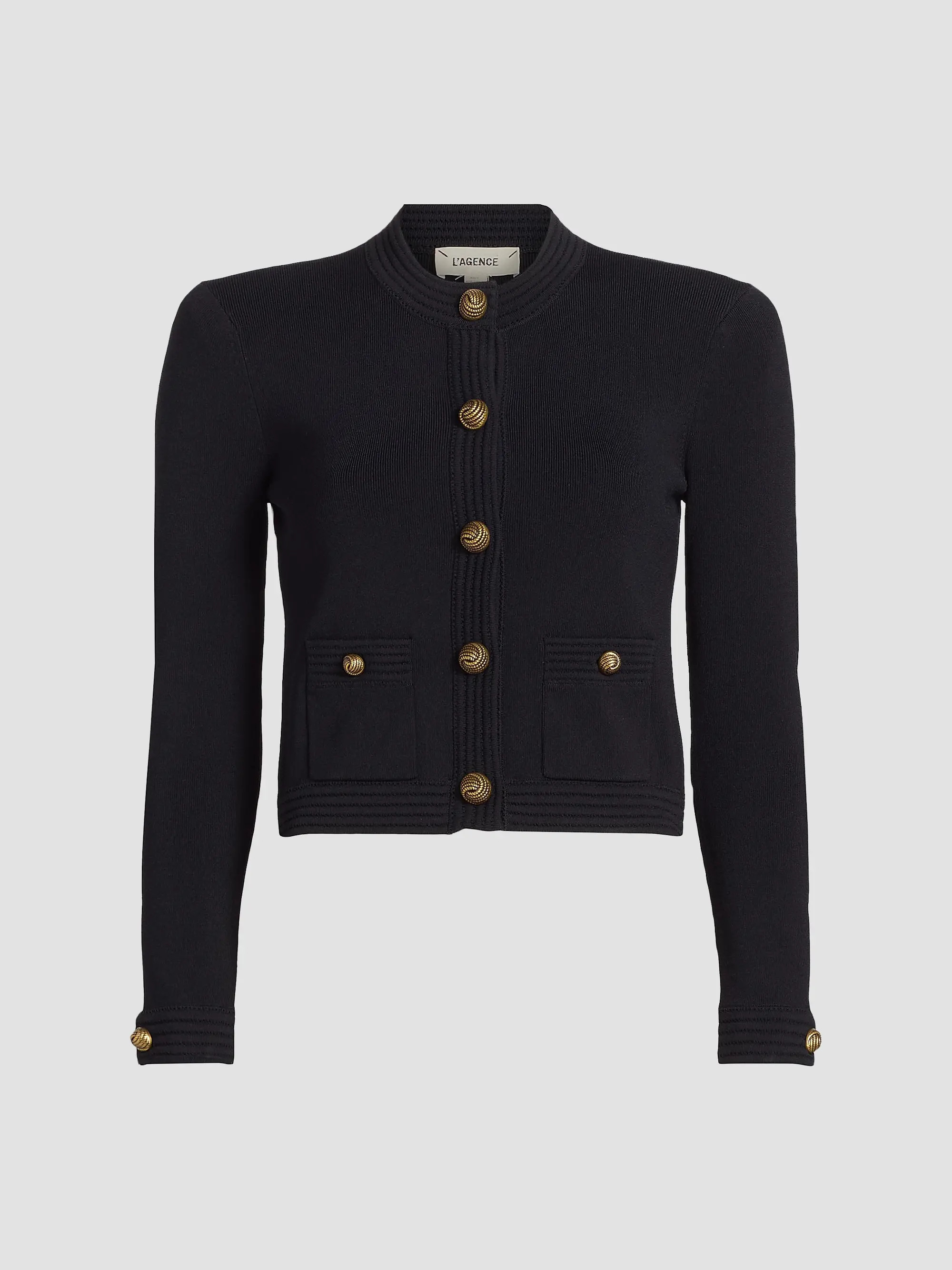 L'AGENCE Patsy Crewneck Crop Cardigan | Saks Fifth Avenue | Saks Fifth Avenue