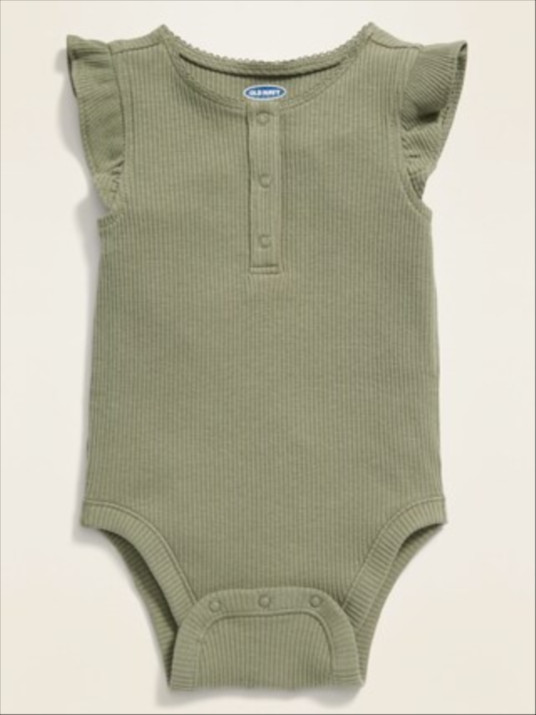 Ruffle-Trim Henley Bodysuit for Baby