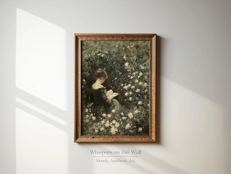 Woman Reading Art Print, Moody Summer Art, Victorian Home Decor, Book Lover Gift, Light Academia ... | Etsy (US)