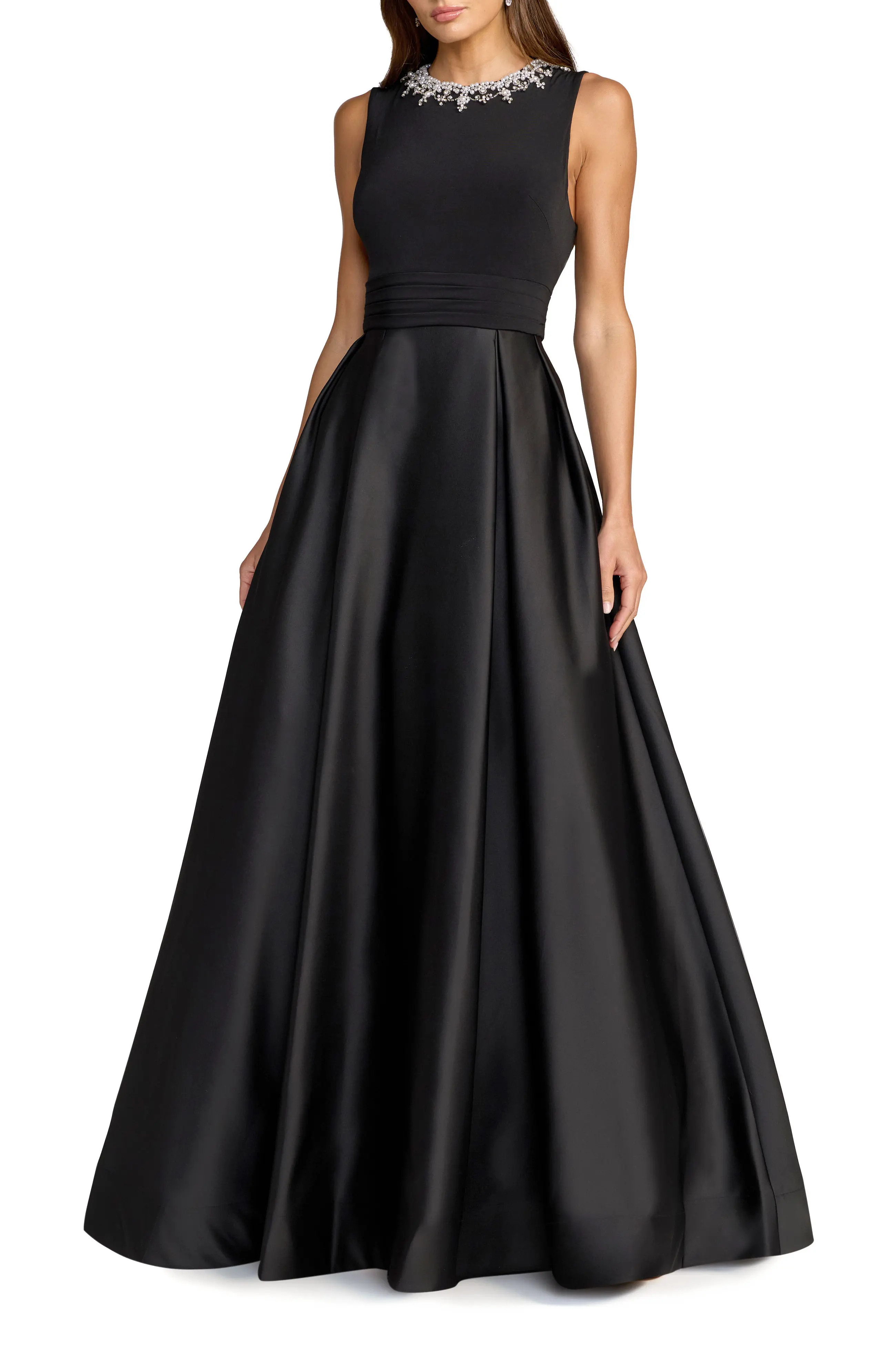 Mac Duggal Embellished High Neck Sleeveless A Line Gown in Black at Nordstrom, Size 14 | Nordstrom