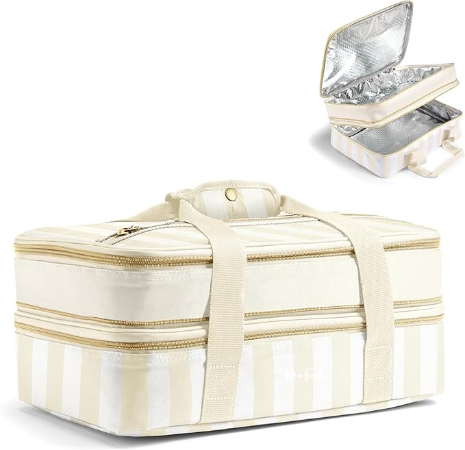 EXPANDABLE FOOD CARRIER - Measuring 16.5”x 10.5”x 4.2”, our double decker insulated cassero... | Amazon (US)