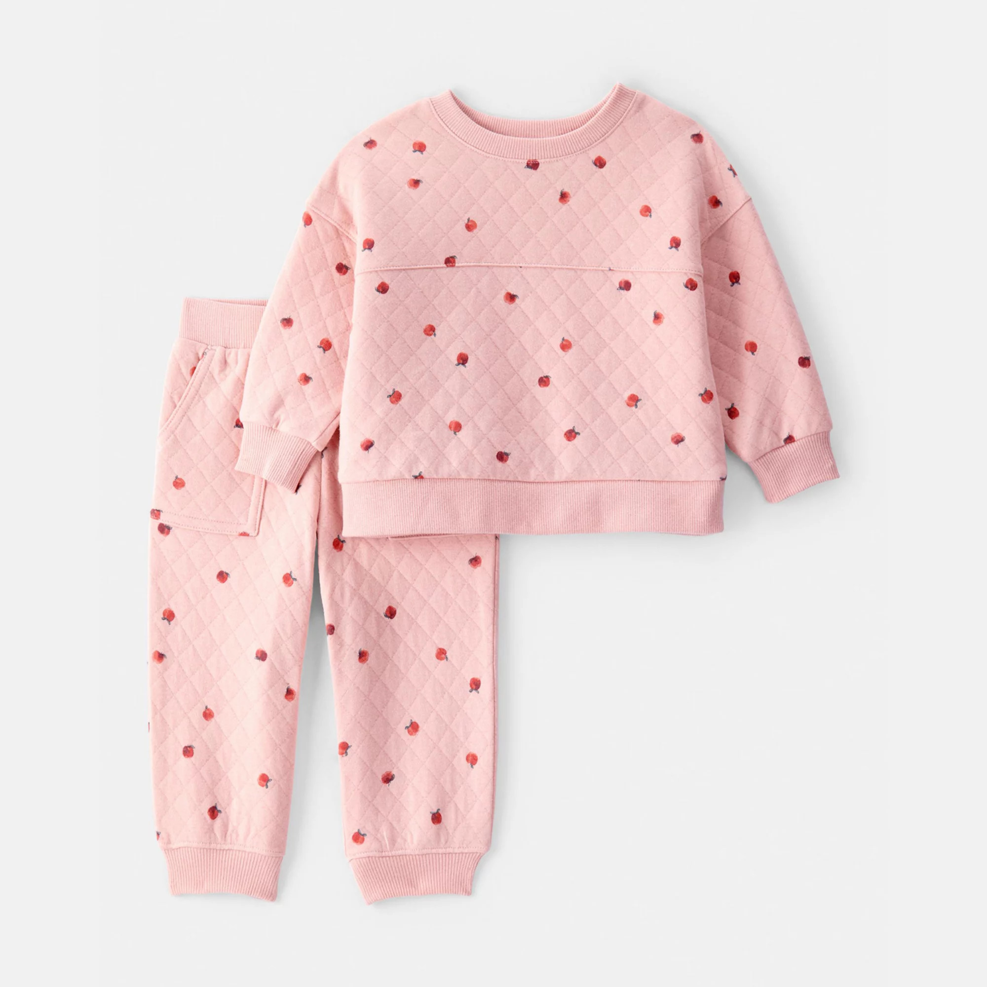 Baby Girl Carter's 2-Piece Apple Print Doubleknit Sweatshirt & Pant Set | Kohl's