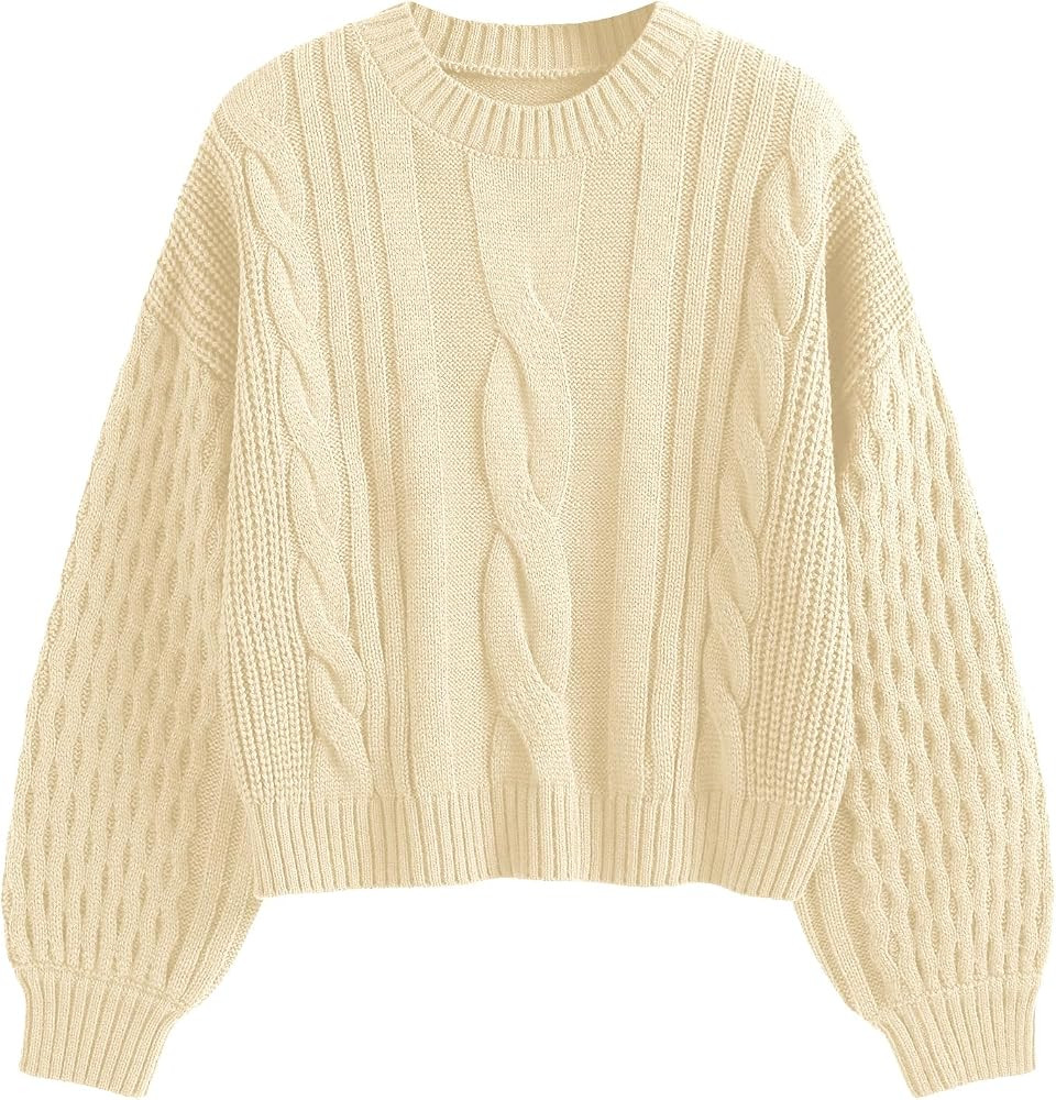 ZAFUL Womens Sweater Cable Knit Long Sleeve Knit Fall Outfits | Amazon (US)