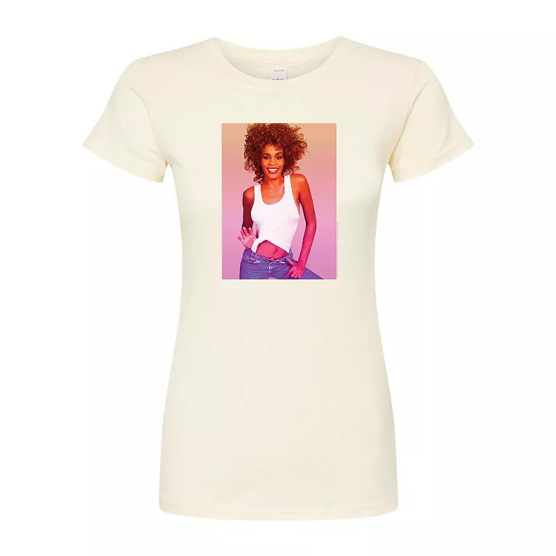 Juniors' Whitney Houston Fitted Tee, Girl's, Size: Small, Beige | Kohl's
