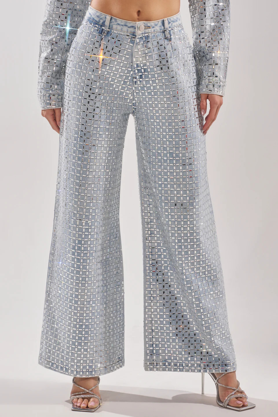PICK N CHOOSE RHINESTONE WIDE LEG DENIM | AKIRA