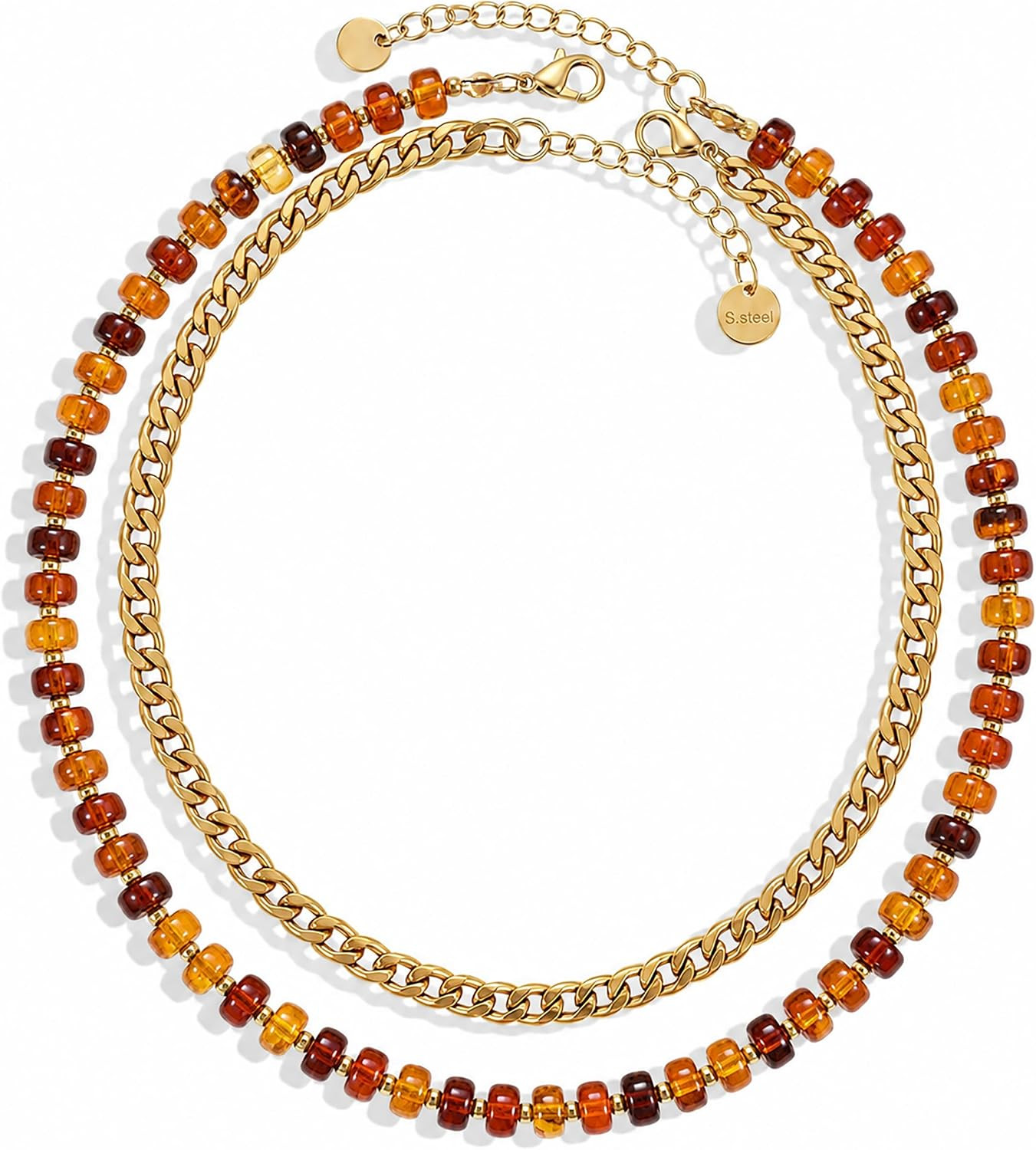 Layered Chunky Beaded Choker Necklace for Women | Amazon (US)