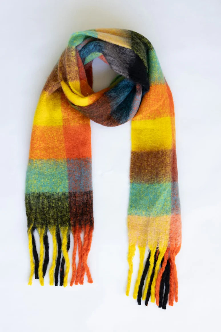 Soft & Cozy Plaid Scarf for Women in Orange | Glik's