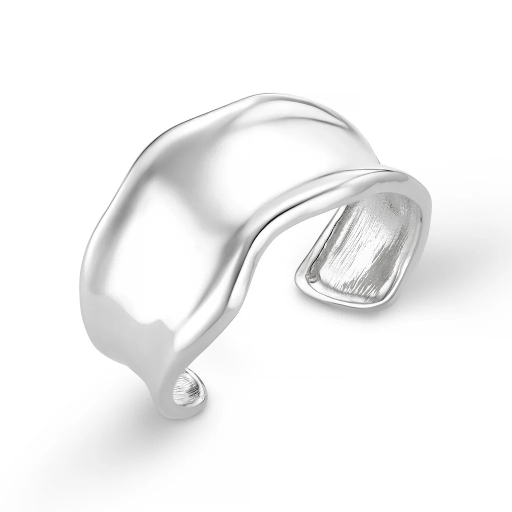 Statement Organic Molten Metal Cuff - Silver | Orelia