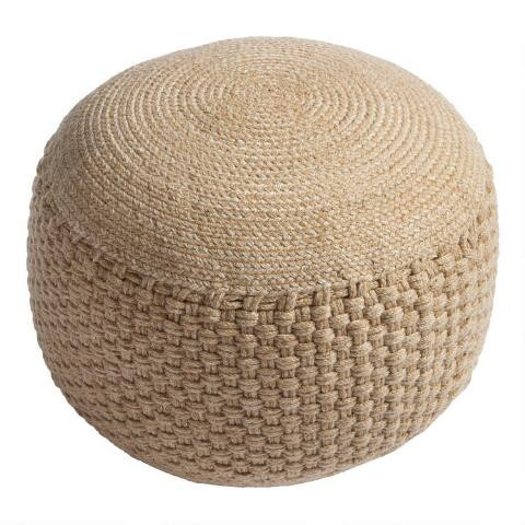 Round Braided Indoor Outdoor Pouf | World Market