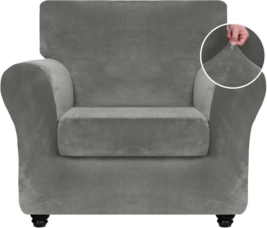 ZNSAYOTX Luxury Velvet Chair Slipcovers with Arms 2 Piece Stretch Chair Covers for Living Room Th... | Amazon (US)