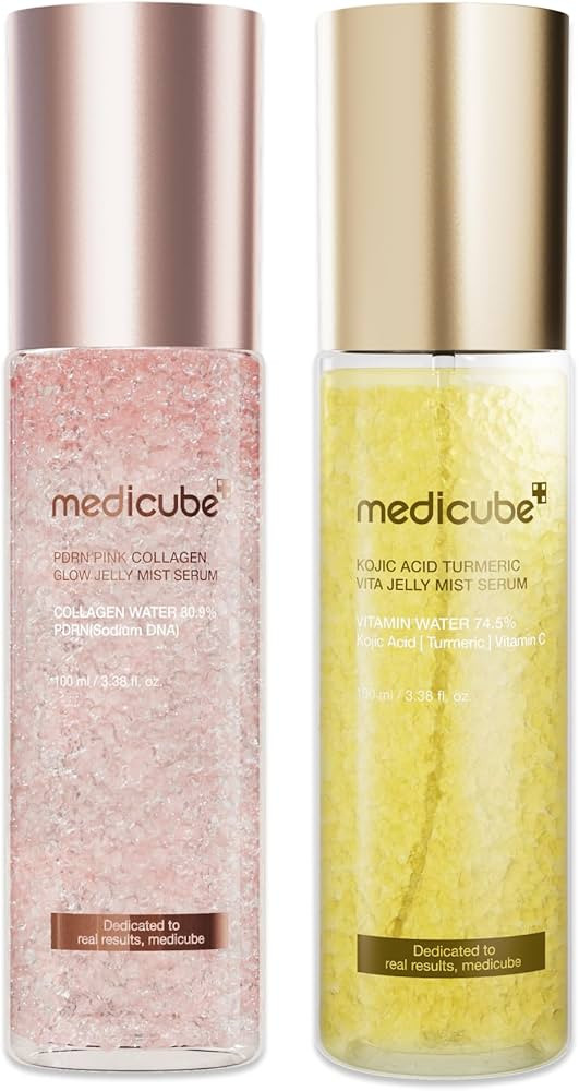 medicube Jelly Mist Serum Duo: Pink PDRN Collagen and Kojic Acid Turmeric Gold Jelly Mist | Mix &... | Amazon (US)