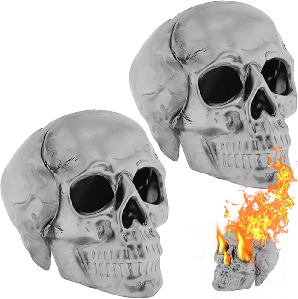 2 PCS Imitated Human Skull Gas Log for Indoor or Outdoor Fireplaces, Made of Metal, Durable for M... | Amazon (US)