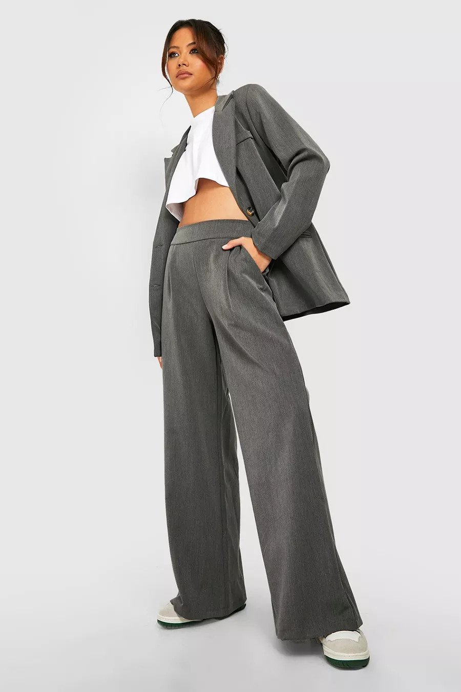 Petite - Blazer oversize chiné | Boohoo.com (FR)