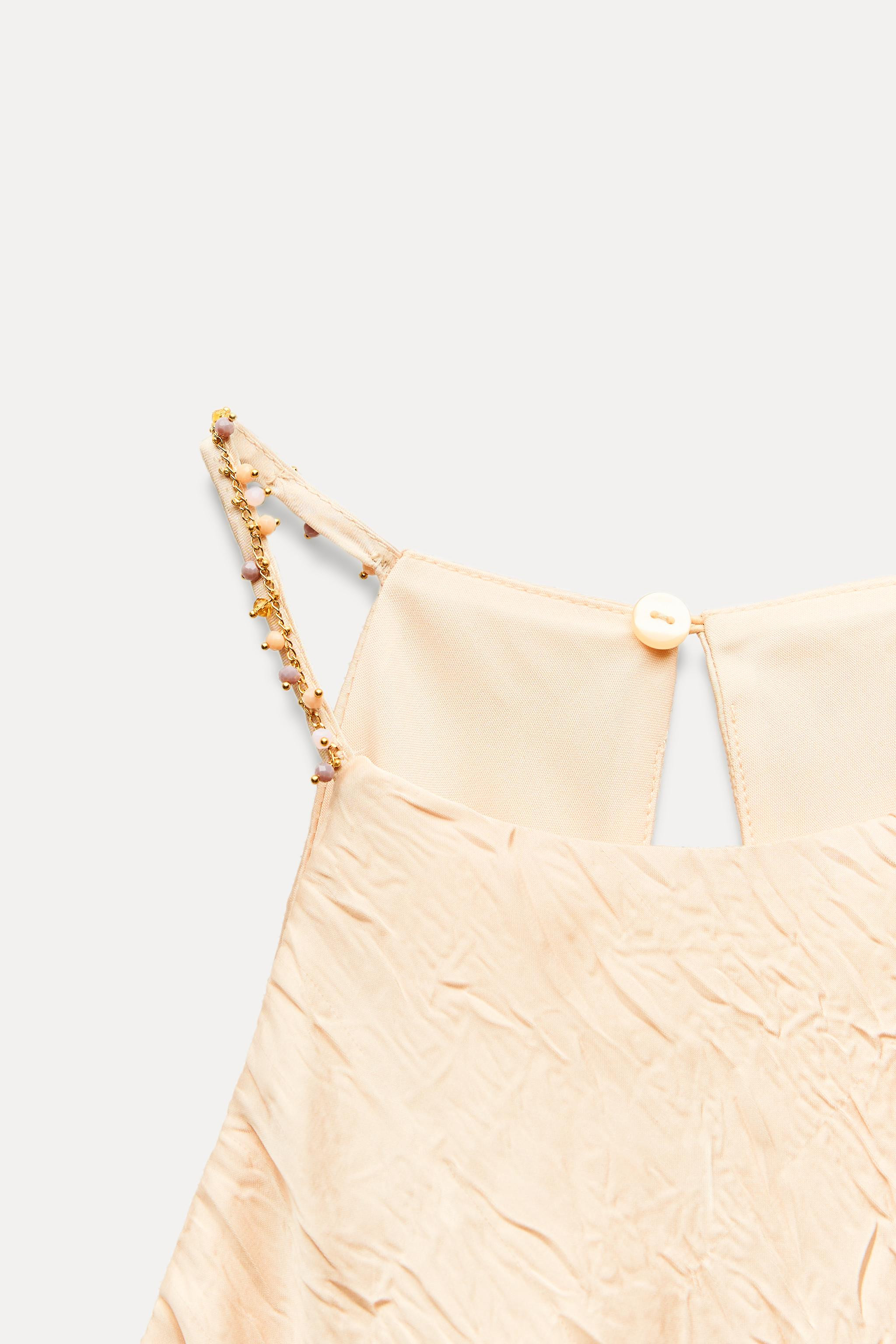 WRINKLE-LOOK BEADED MIDI DRESS | Zara US