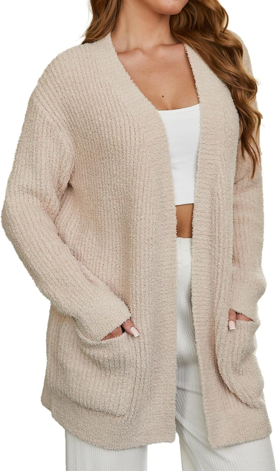 Snuggle Sac Cardigan Sweaters for Women with Pocket Trendy Casual Long Sleeve Tops Open Front Fall Winter Coats | Amazon (US)