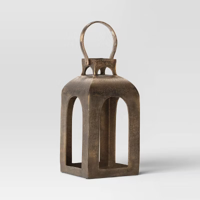 Pillar Cast Aluminum Lantern Candle Holders Gold - Threshold™ | Target