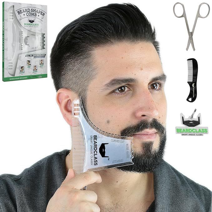 Beardclass Beard Shaping Tool - 8 in 1 Comb Multi-liner Beard Shaper Template Comb Kit Transparen... | Amazon (US)