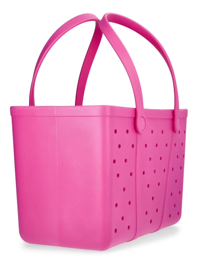 Time and Tru Women's Waterproof EVA Beach Tote Bag, Hot Pink | Walmart (US)