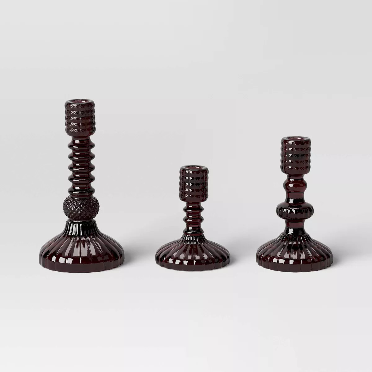 3pk Burgundy Halloween Glass Taper Candle Holders - Threshold™ | Target