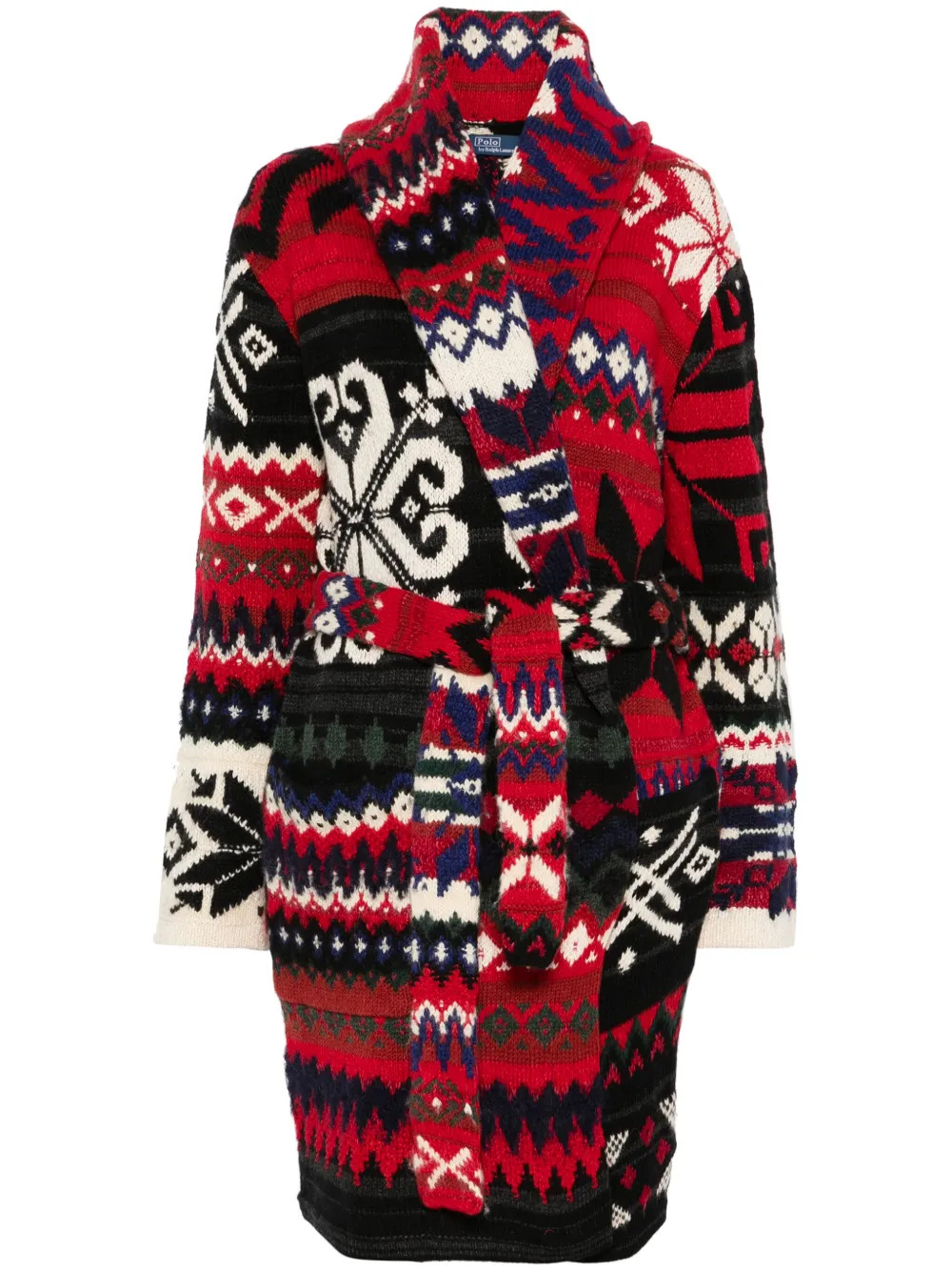 Polo Ralph Lauren snowflake-motif shawl-collar cardi-coat | Red | FARFETCH | Farfetch Global
