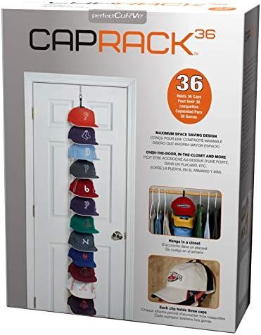 Perfect Curve Cap Rack System 36 – Baseball Cap Organizer (12 clips hold up to 36 caps,Black) | Amazon (US)