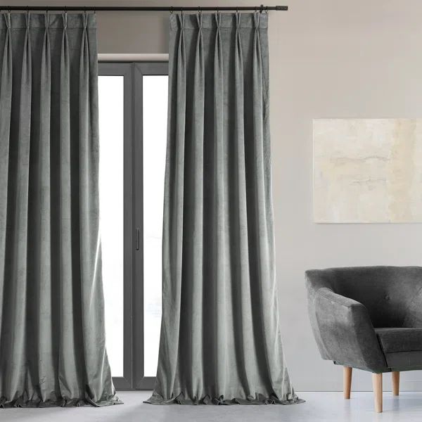 Balone Velvet Solid Blackout Thermal Pinch Pleat Single Curtain Panel | Wayfair North America