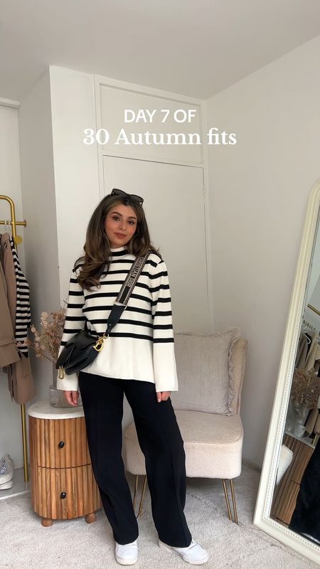 30 days of autumn fits, day 7 . this is a simple and easy outfit to recreate this fall! 

i feel like this outfit leans more into transitional outfits going into fall.

30 days of outfits, autumn outfit ideas, autumn outfits, autumn fashion, knit jumper, autumn outfit inspo, uk fashion OOTD, striped jumper 

Fall styling video, 30 days of autumn outfits, 30 days of outfits challenge, 30 days of fall fits, H&M striped turtle neck jumper, pull & bear black straight cut trousers, 550 new balance trainers, black Dior saddle bag, modest fashion, fall outfit trends, casual chic outfit, Pinterest inspo, Parisian style 

#LTKU #LTKVideo #LTKeurope