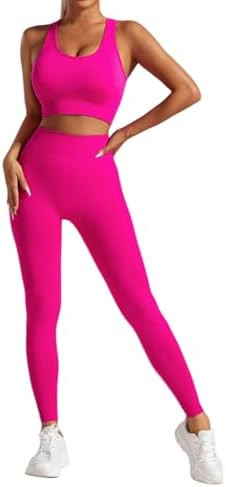2 Piece Workout Sets for Women Sports Bras and High Waisted Leggings Yoga Outfits Set for Women | Amazon (US)