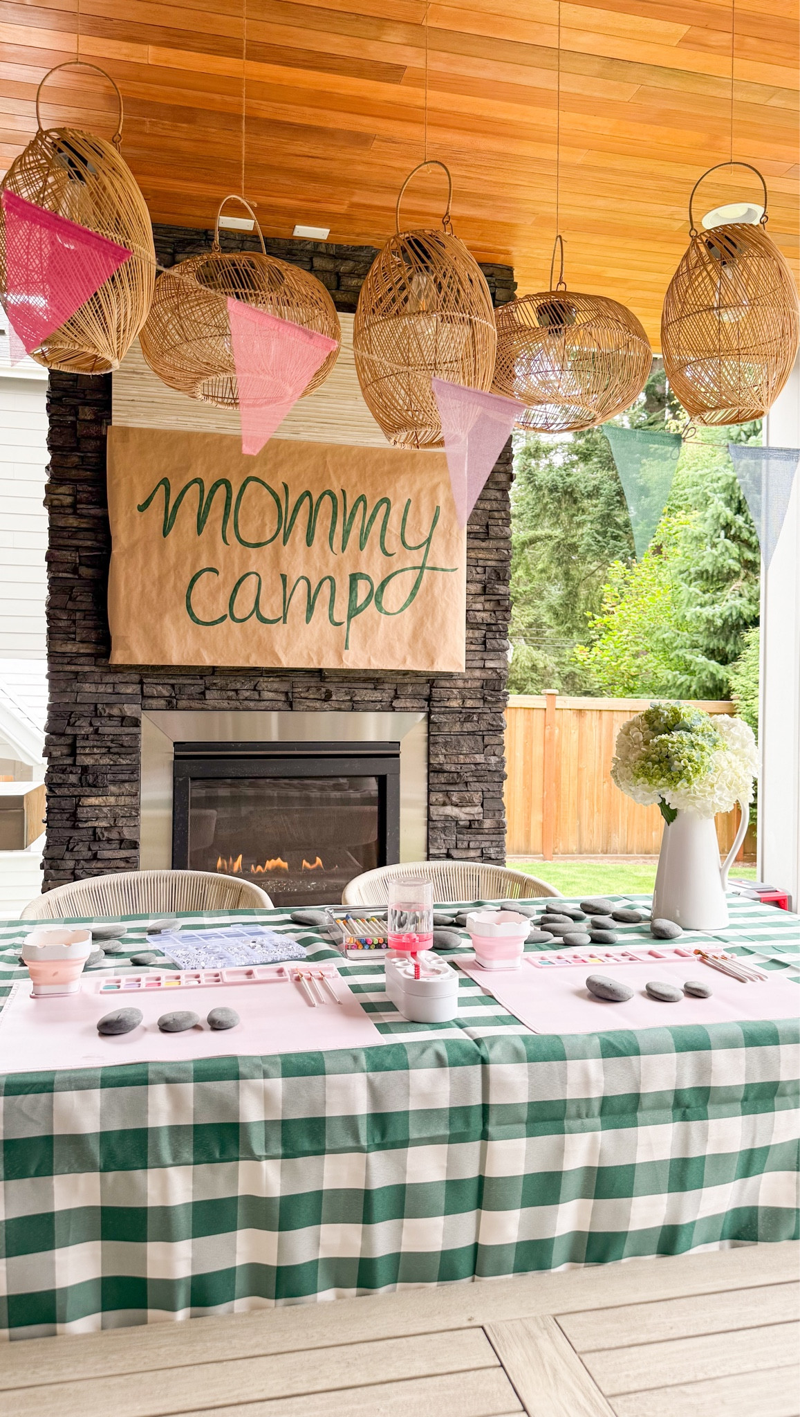 Mommy Summer Camp is officially underway with a cute rock painting setup! 

Outdoor furniture, chairs, table, dining set, painting rocks, multi color flags banner, paint brushes, brown wrapping paper, silicone painting mat, gingham checkered table cloth, paint brush cleaner, acrylic craft paint, markers

#LTKHome #LTKKids #LTKParties