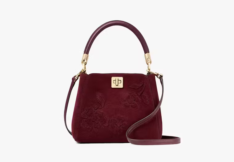 Phoebe Suede Floral Applique Small Top Handle Satchel | Kate Spade Outlet