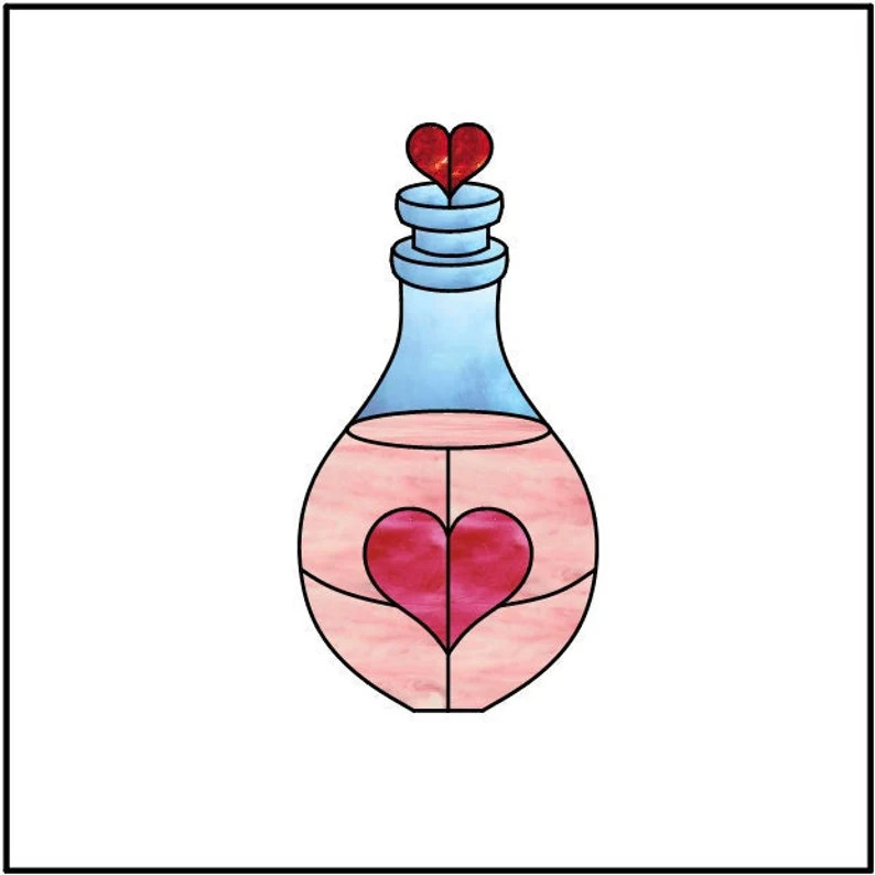 Love Potion Stained Glass Pattern - Etsy | Etsy (US)