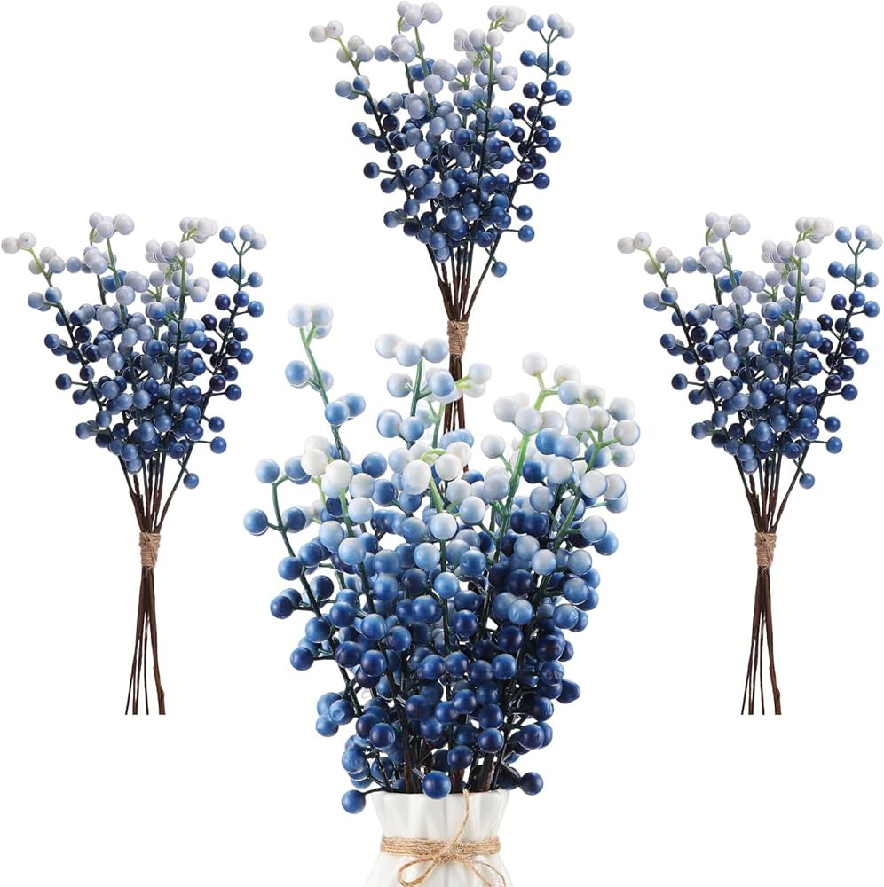 Crowye 40 Pcs 11.81 Inch Artificial Berry Stems Berry Picks Branches for Decorating Fake Faux Ber... | Amazon (US)