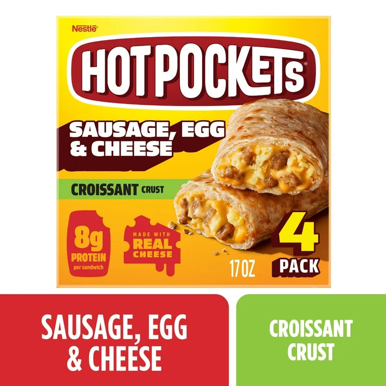 Hot Pockets Frozen Breakfast Sandwich, Sausage Egg and Cheese, Croissant Crust, 8g of Protein per... | Walmart (US)