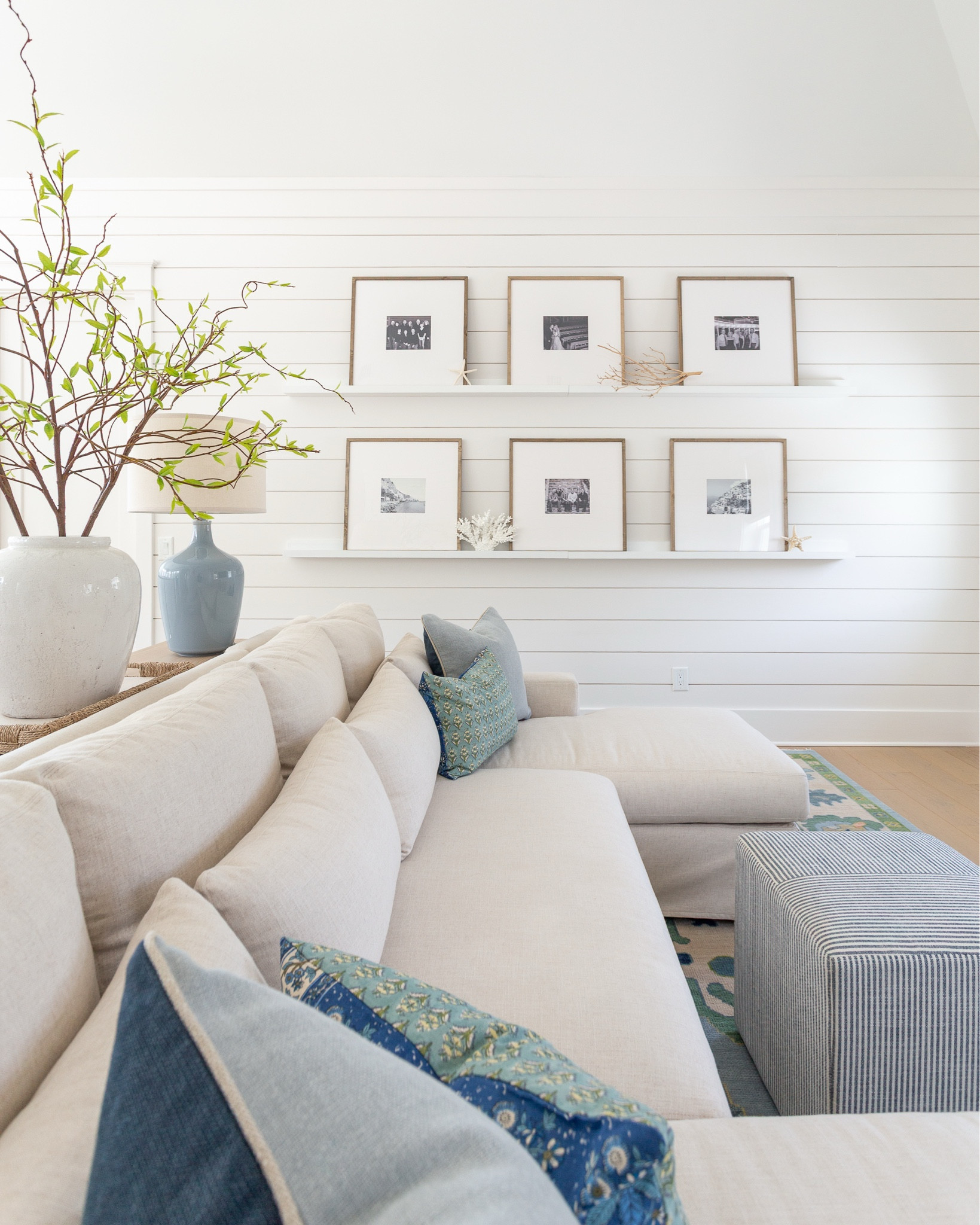 Summer loft vibes ☀️ We had a great weekend in Omaha with friends and family and are en route back to 30A to enjoy the rest of summer! We’re also excited to see the progress on our new build! Comment LOFT on this post for all sources and details from our coastal summer loft. Both of these reversible pillow options are so cute for summer and I love that it’s two looks for the price of one! 🩵 Our sectional is the performance linen in Oatmeal and the roman shades are the Bonaire Flaxen weave with blackout shades and no valance (waterfall) 🩵 coastal living room, linen sectional, gallery wall ideas, blue and white decor #ltkhome #ltksalealert #ltkseasonal #ltkfindsunder50 #ltkfindsunder100 #ltkstyletip 

#LTKSeasonal #LTKHome #LTKSaleAlert