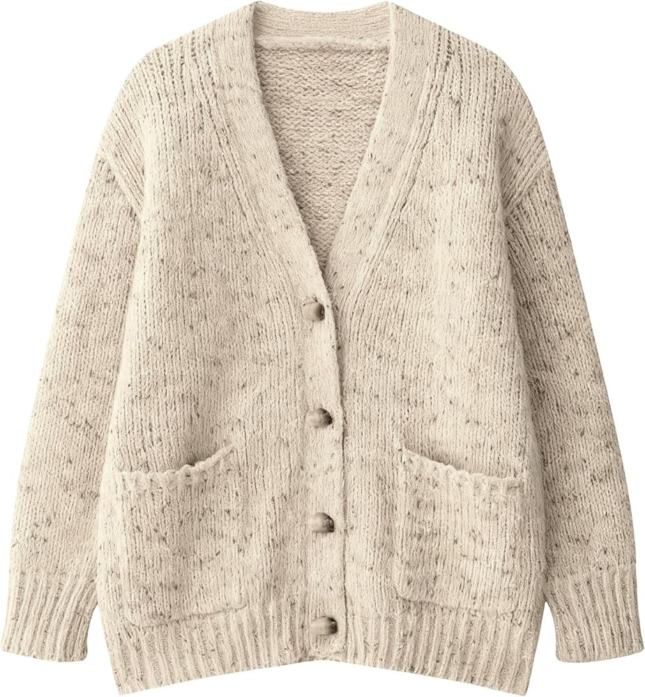 Xunger Women's Oversized Retro Polka Dot Knit Cardigan Soft Loose-Fit Long Sleeve Open Front Coat... | Amazon (US)