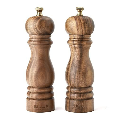Pepper Grinder,Wood Salt and Pepper Grinder Mills Sets, Acacia Wood Manual Salt Grinder Refillabl... | Amazon (US)