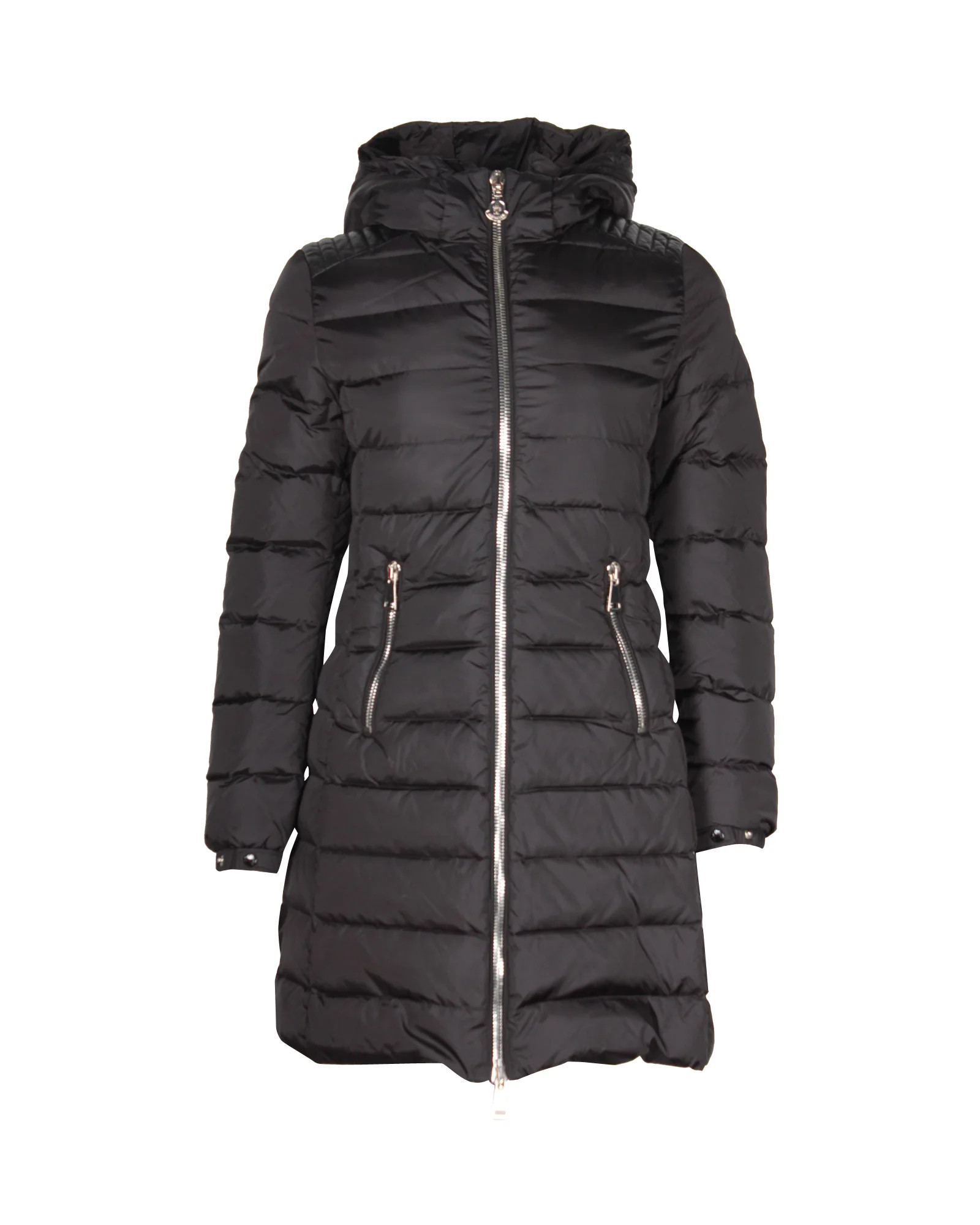 Moncler Long Down Coat in Black Nylon | Shop Simon