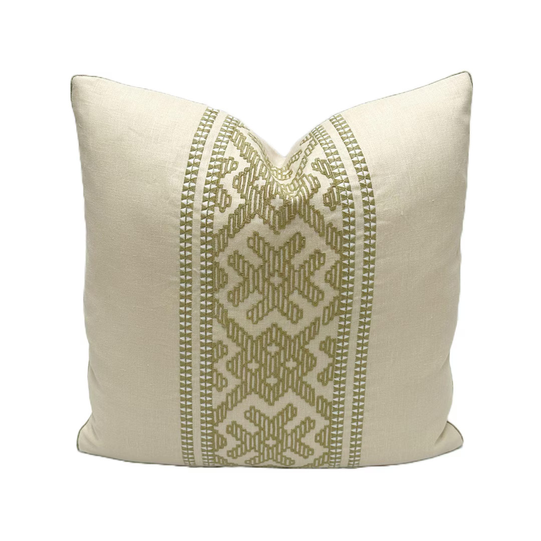 Cowtan & Tout - Florence in Beige/Olive - Pillow Cover Designer Fabric Handcrafted Decorative Pil... | Etsy (US)