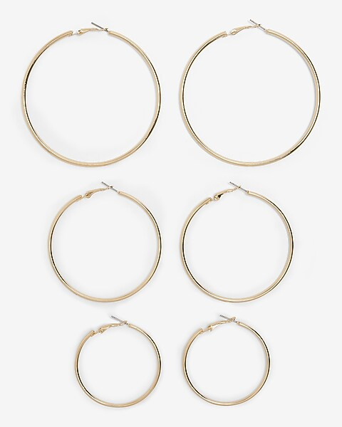 Set Of 3 Mixed Size Hoop Earrings | Express